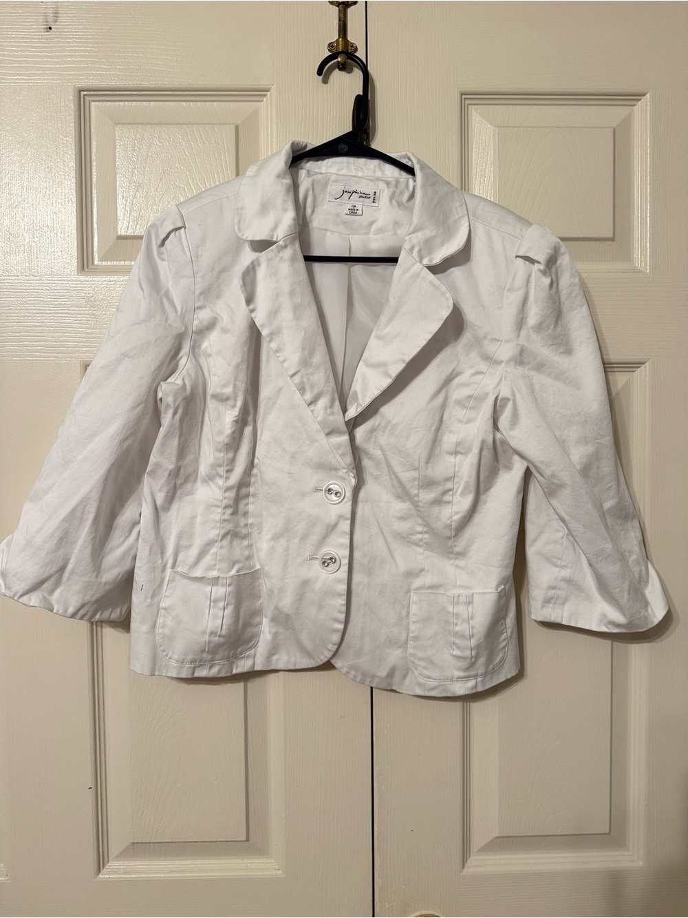 Jones New York White Tailored Cotton Blazer